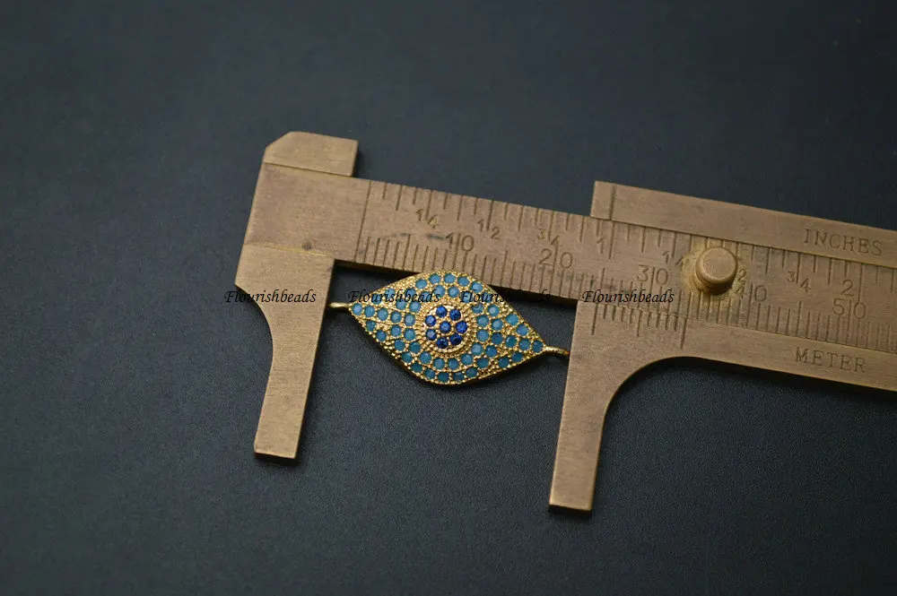 Синие Бусины CZ ювелирное изделие в форме сглаза коннекторы 12x25 мм браслет амулеты