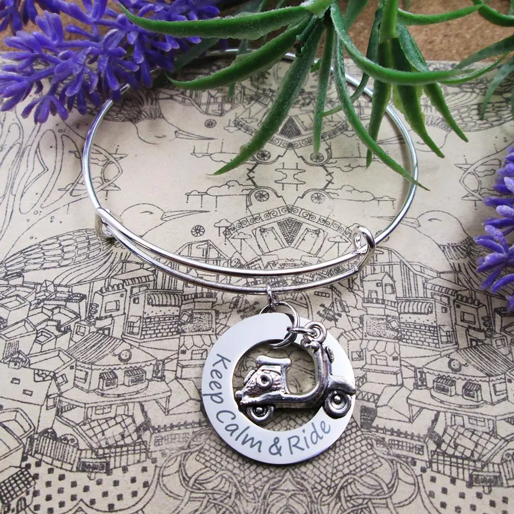 Модный шарм из нержавеющей стали с надписью Keep Calm &amp Ride на мини-мотоцикле версия 3