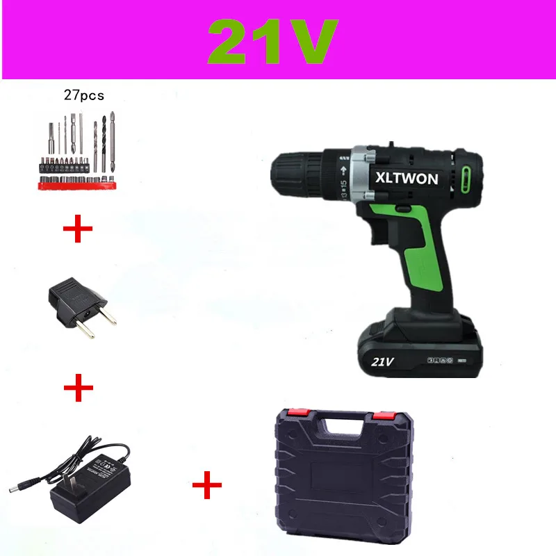 21V C XLTOWN 12/16. 8/21v аккумуляторная электрическая дрель с буровая биты многофункциональный мини-отвертка литий Батарея электрическая отвертка - Цвет: 21V C