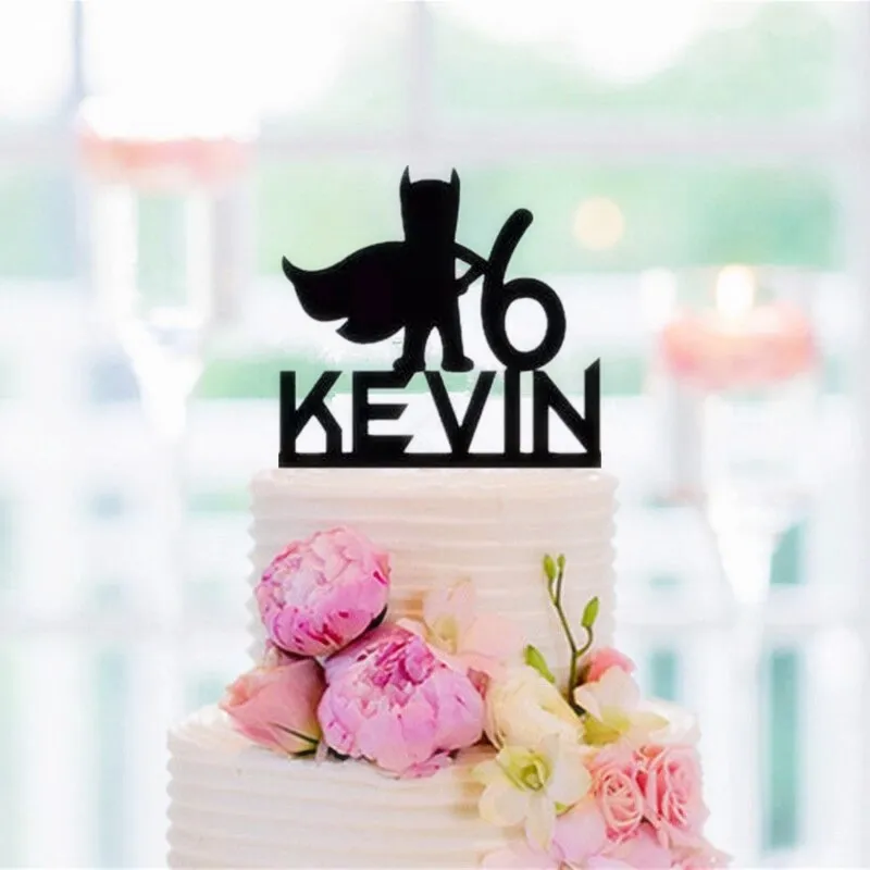 Пользовательские акриловые детские Superheo Бэтмен торт топпера, счастливый день рождения, детский душ христианское распятье