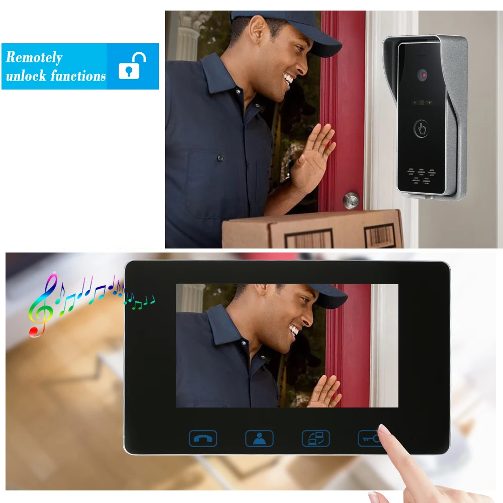 Phone Video Intercom Monitor Doorphone Camera Kits Support Unlock Monitoring Dual-Way Waterproof Wired Doorbell | Безопасность и
