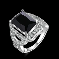 anniversary ring black zircon white cz silver color fashion jewelry womens rings size 6 7 8 ar2079