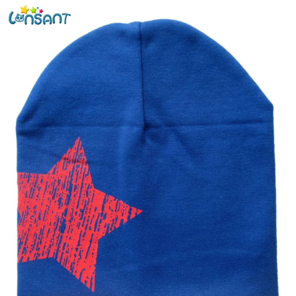 LONSANT New Hot Baby Girl Autumn Newborn Print Star Beanie For Boys Girls Cotton Knit Hat Children Winter Hats | Детская одежда и