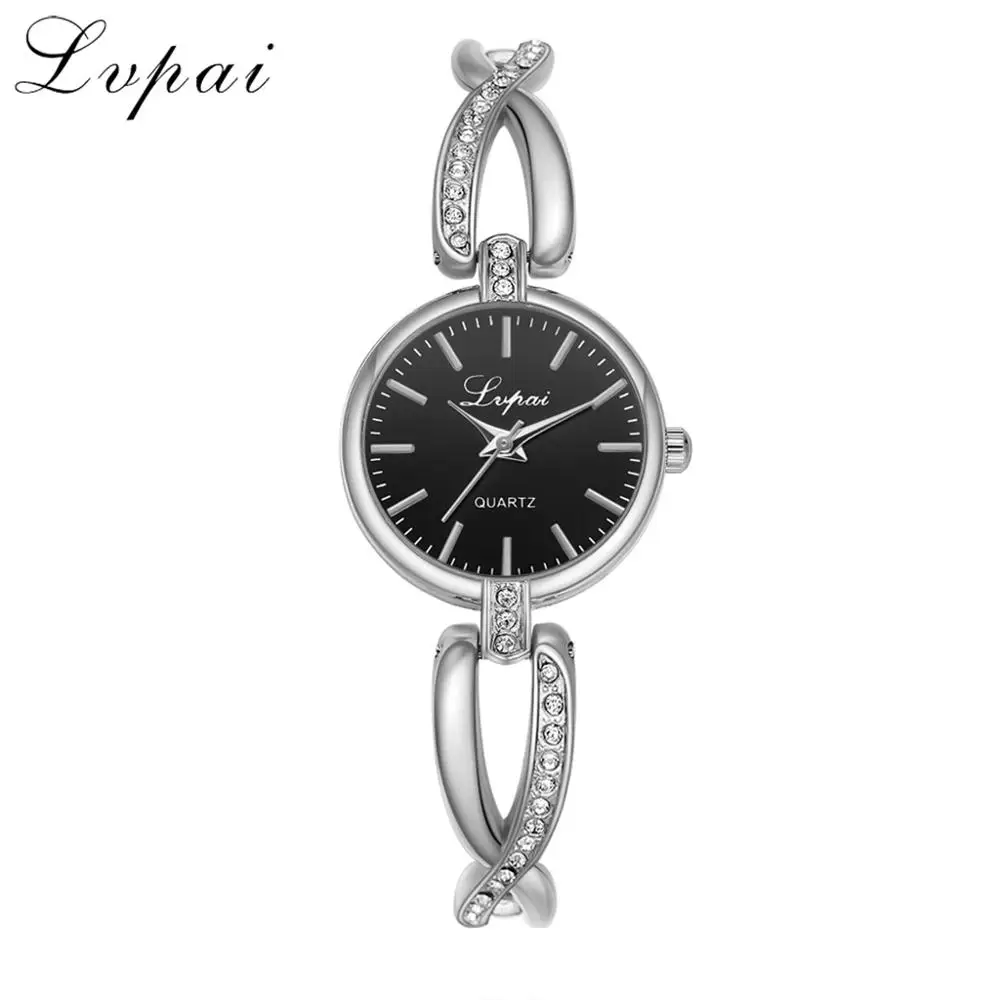 Silver Black P896 Lvpai новые модные часы со стразами женские роскошные брендовые дамские часы из нержавеющей стали Кварцевые часы reloj mujer - Цвет: Silver Black P896