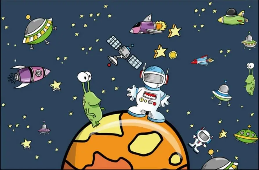 

Custom photo mural 3d wallpaper Cartoon space starry starship wall Home decor 3d wall murals wallpaper for living room