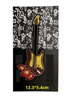 guitar DIY 3D ручной вышивкой значки Музыкальные инструменты гитара/пианино/Гавайские гитары значок повязка аппликация для пальто брюки брошь - Цвет: guitar