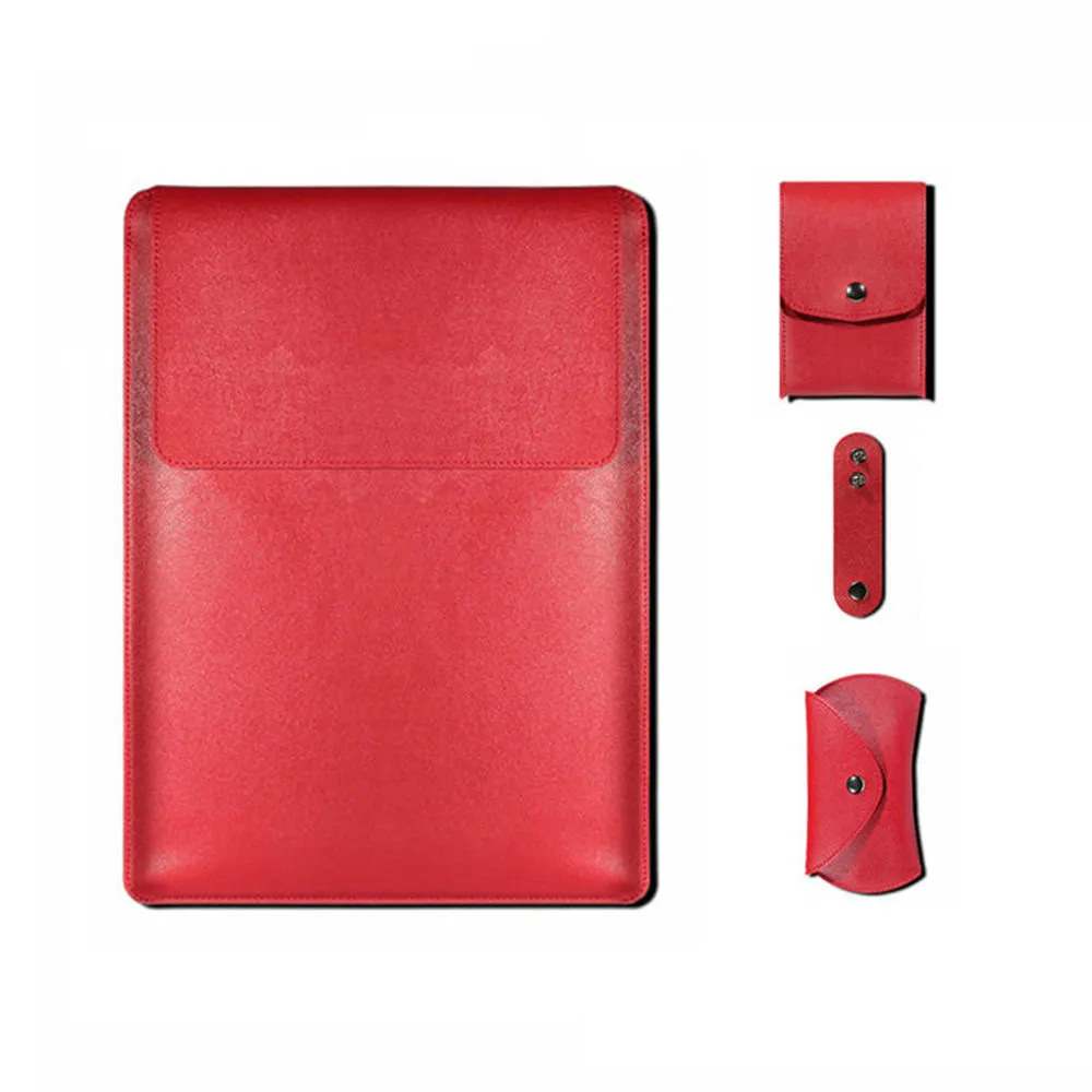 red Чехол для ноутбука Macbook 13 11 Pro 15 дюймов, чехол для ноутбука, кожаный чехол для ноутбука Macbook Air 13 retina 12 - Цвет: red