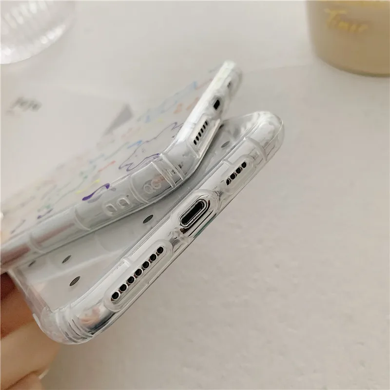 INS Корея супер огонь карамельный цвет медведь чехол для телефона iphone Xs MAX XR X 6 6s 7 8 plus милый волновой точка прозрачный мягкий ТПУ задняя крышка