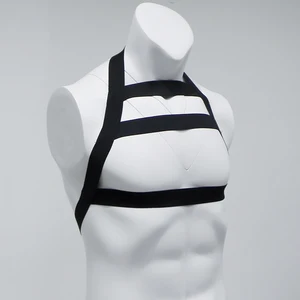 Мужское нижнее белье, эластичный нейлоновый ремень с лямкой через шею, нагрудный ремень, костюм бандаж, ночной клуб, ажурная одежда, один размер