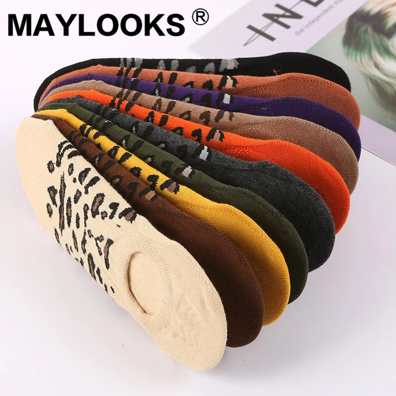 Maylooks Летние Новые Модные леопардовые Хлопковые женские личности ретро невидимые