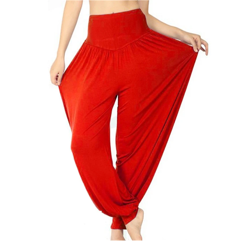 Женские длинные штаны шаровары Модальные танцевальные брюки широкая одежда для