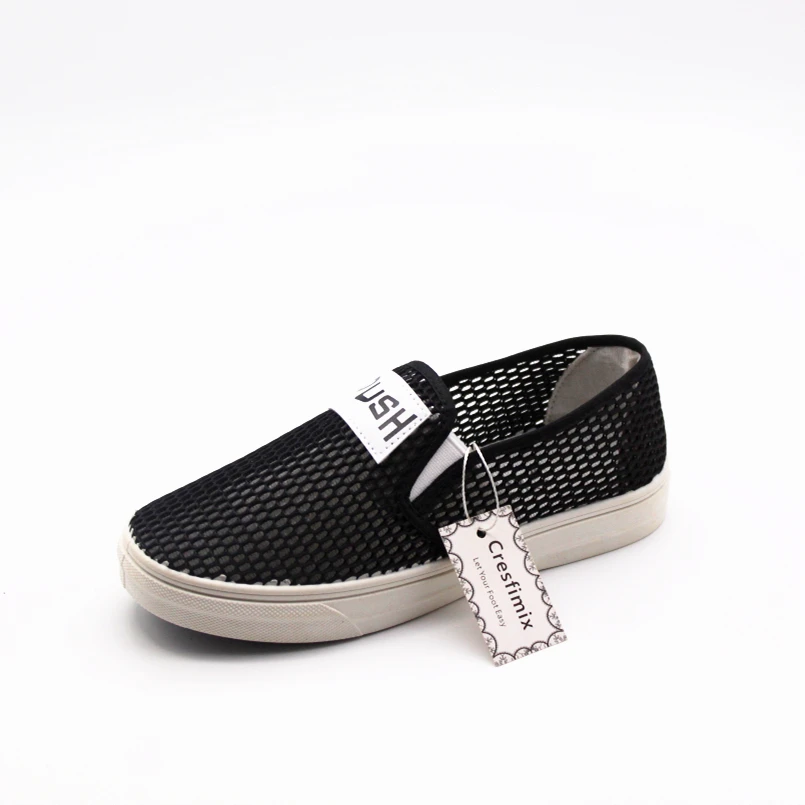 

Cresfimix chaussures plates pour femmes women fashiom mesh breathable black flat shoes lady casual & cute summer slip on shoes