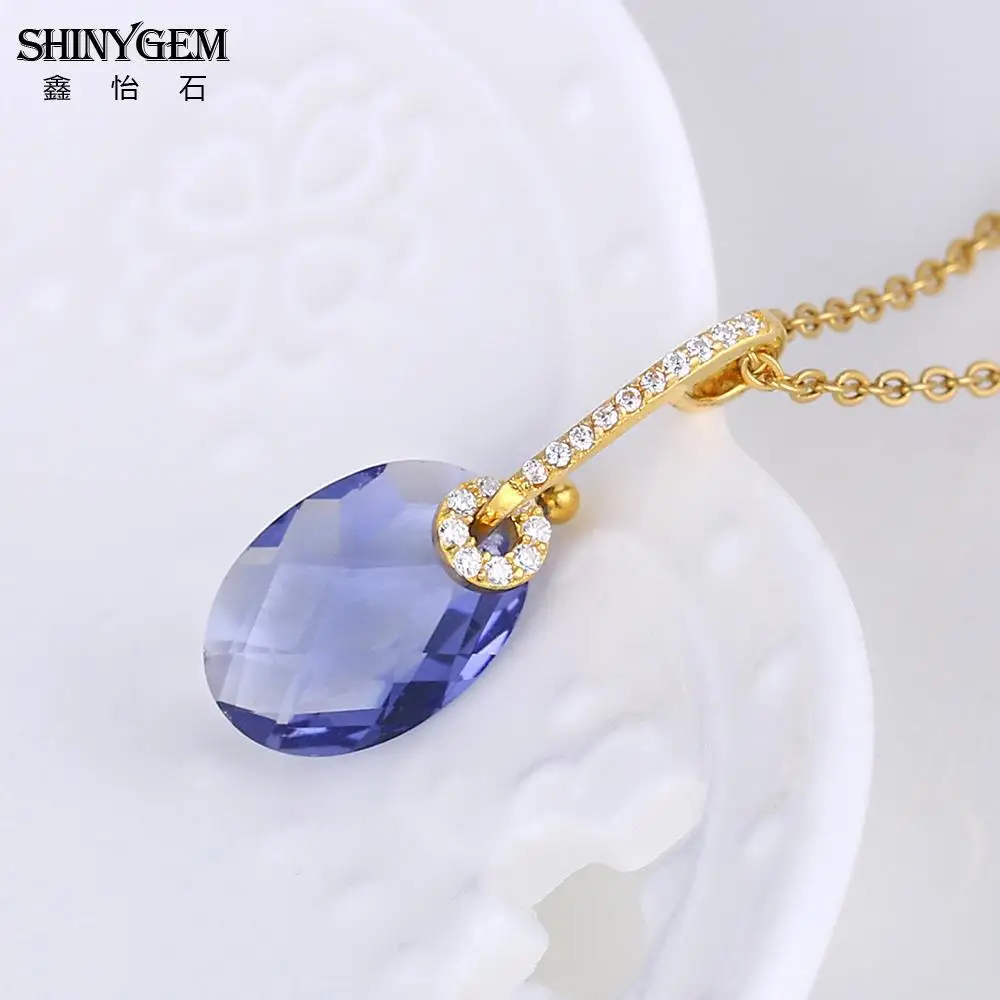 ShinyGem модное синее ожерелье с фиолетовыми стразами овальные граненные