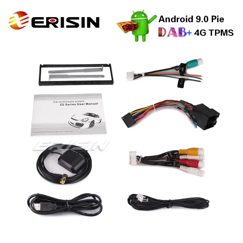 Автомобильный DVD плеер Erisin ES4808U 1 Din съемный DAB + Android 9 0 GPS wi fi TPMS DVR DTV BT OBD2