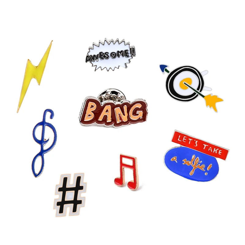 Creative Cartoon Brooches Lightning Arrow Note Badges Enamel Pin Brooch For Men Women Denim Jackets Collar Kid Jewelry Gift | Украшения и
