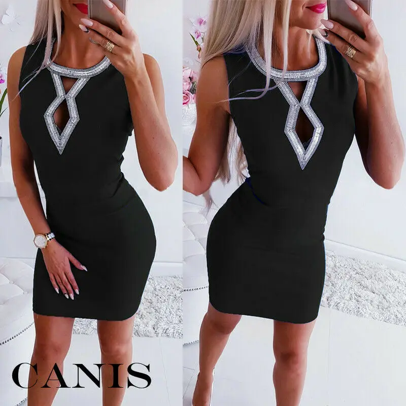 Женское облегающее платье коктейльное мини-платье без рукавов летняя одежда 2019 |