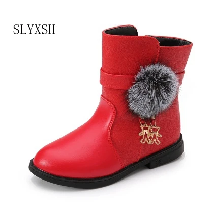 Winter Fashion child girls snow boots shoes warm plush soft bottom baby comfy kids leather winter boot for bab | Детская одежда и