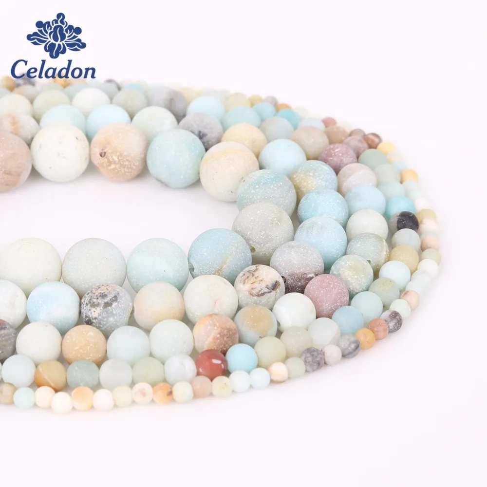 4mm 6mm 8mm 10mm 12mm Matt Natural Amazonite stone beads Bracelet Necklace Forest Loose Round For jewelry Making | Украшения и