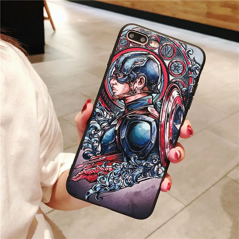 Mouplayca Superheroes SpiderMan Iron man Naruto Soft TPU Silicone Cover For iPhone X 8 7 6 6s Plus Phone Cases Captain America |