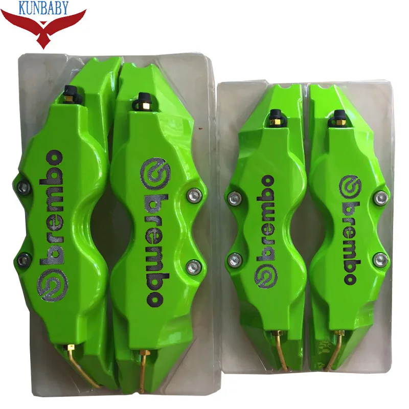 Green Kunbaby ABS пластик с хромированным Карбоновым Brembo логотип дисковый тормозной суппорт Чехлы Размер L/M/S модель 3 Автомобиль Стайлинг Новая мода - Название цвета: Green