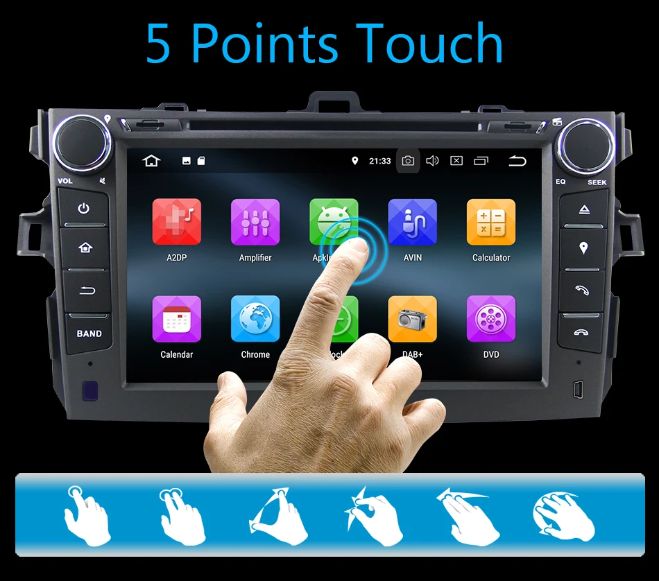 Eunavi 2 din tda7851 Android 9 автомобильный dvd для Toyota Corolla 2007 2008 2009 2010 2011 ips сенсорный экран gps navi Радио 4 Гб 64 Гб DSP
