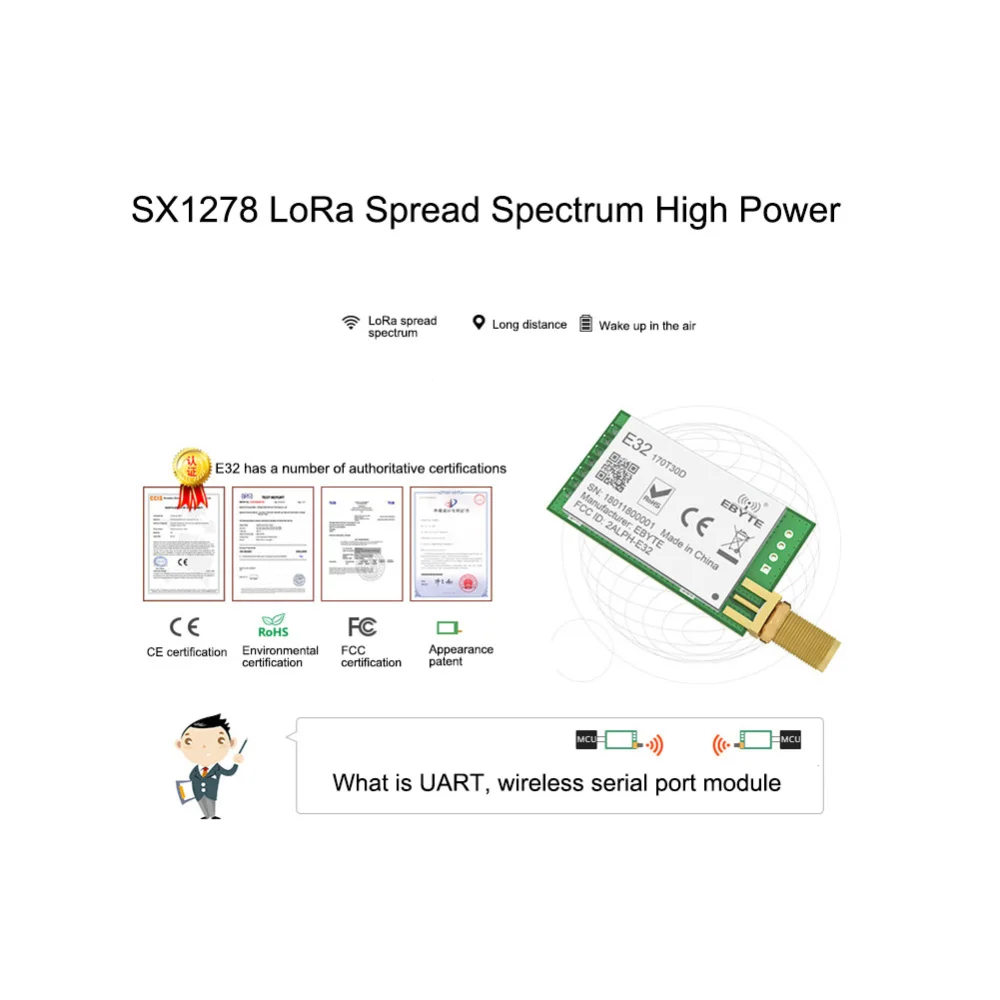 LoRa большой диапазон SX1278 170 МГц 1 Вт антенна SMA беспроводной трансивер передатчик