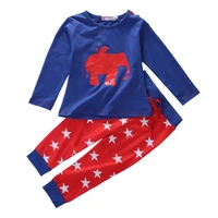 kid baby boy girl clothes set elephant print top long sleeve teestar red pants 2pcs children clothing set