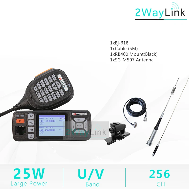 Black Mount Baojie BJ-318 автомобиля иди и болтай Walkie Talkie радио двухдиапазонный УКВ UHF Мобильная радиосвязь 20/25 Вт иди и болтай Walkie Talkie “иди и 10 km автомобильные радио 10 км обновление BJ-218 Z218 - Цвет: Black Mount
