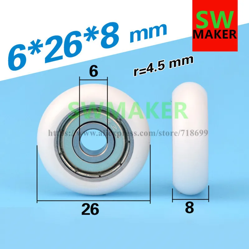

6*26*8mm cam ball, bread plastic rolling wheel bearing pulley, European standard aluminum profile track wheel