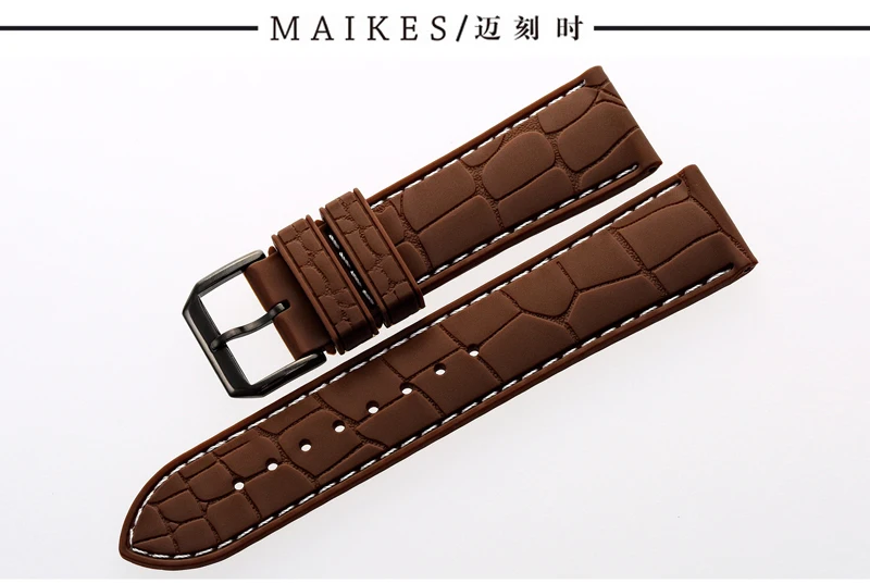 MAIKES новые высококачественные спортивные Ремешки для наручных часов черные 20 мм 22 мм силиконовый резиновый ремешок с пряжкой из нержавеющей стали