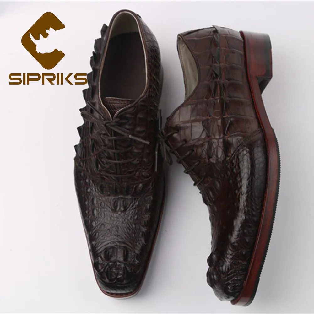 Sipriks мужские импортные настоящие крокодиловые кожаные черные оксфорды