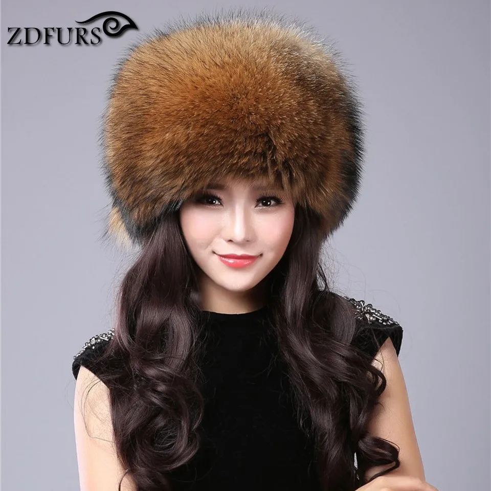 ZDFURS* Новые Модные женские зимние шапки из лисьего меха женские шапки из серебристого лисьего меха монгольская шапка купольная ZDH-161013