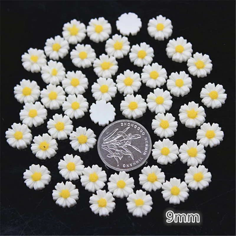 9mm/13mm/16mm/22mm/26mm White Daisy Resin Flower Flatback Cabochon DIY Jewelry Phone Decoration | Figurines &amp Miniatures