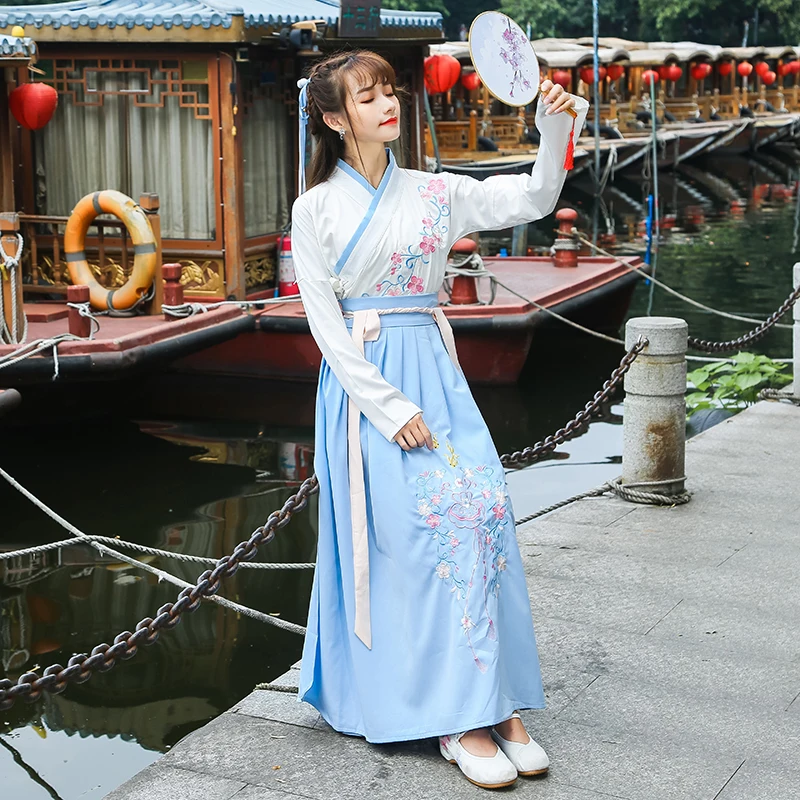 Улучшенное платье Hanfu летнее студенческое в китайском стиле сказочный