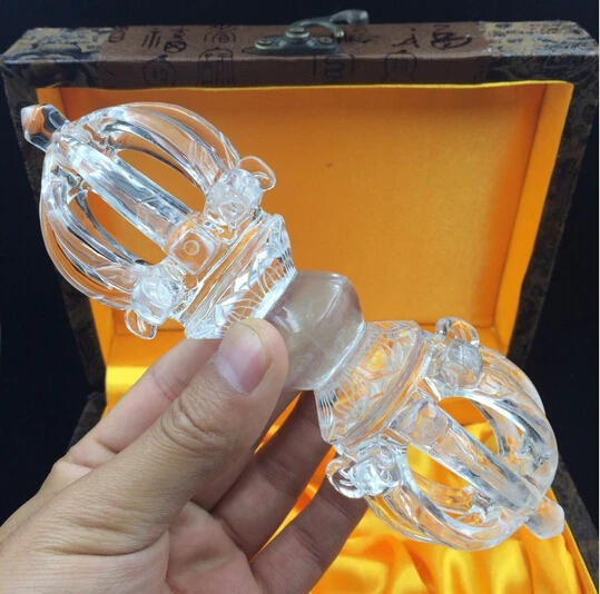 SUIRONG---410+++ Large Size 318 Grams Vajra Dorje Clear Natural Quartz Crystal Carving Art |