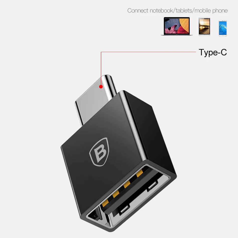 Адаптер OTG Baseus с Type C на USB для устройств Android 2.4A черный|baseus type c|otg usb adapterbaseus c |