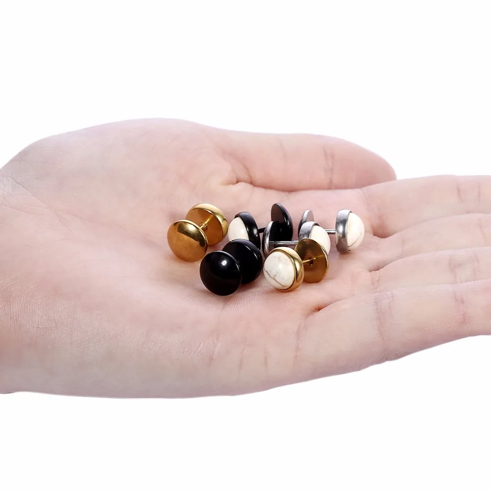 1 пара Круглый Искусственный камень ухо Вилки туннель Нержавеющая сталь