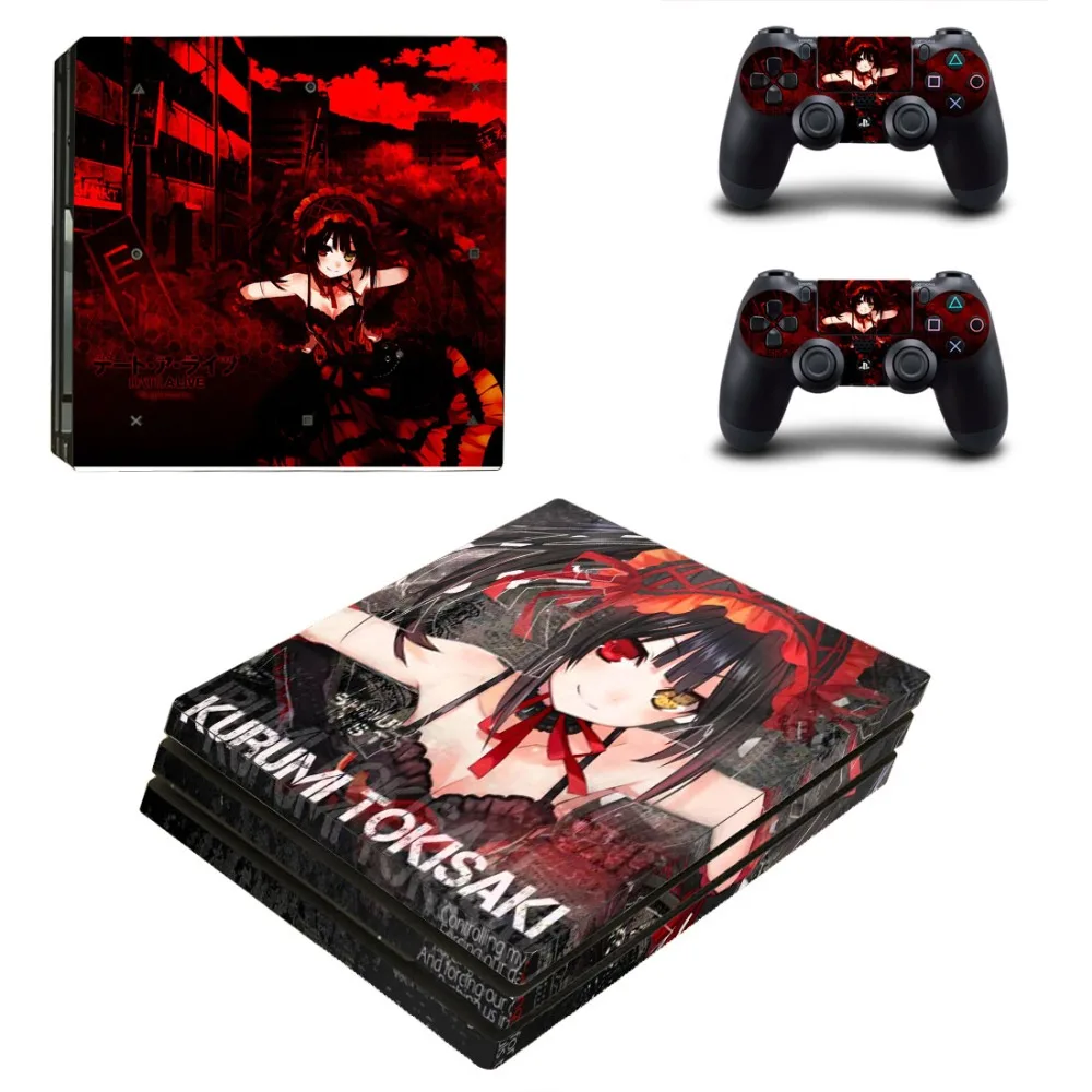 Милая девушка Tokisaki Kurumi PS4 Pro наклейка для кожи наклейка для консоли playstation 4 и 2 контроллера PS4 Pro наклейка для кожи виниловая
