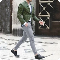 custom made green men suits groom wedding tuxedo slim fit man blazer peak lapel 2piece coat pants costume homme terno masculino