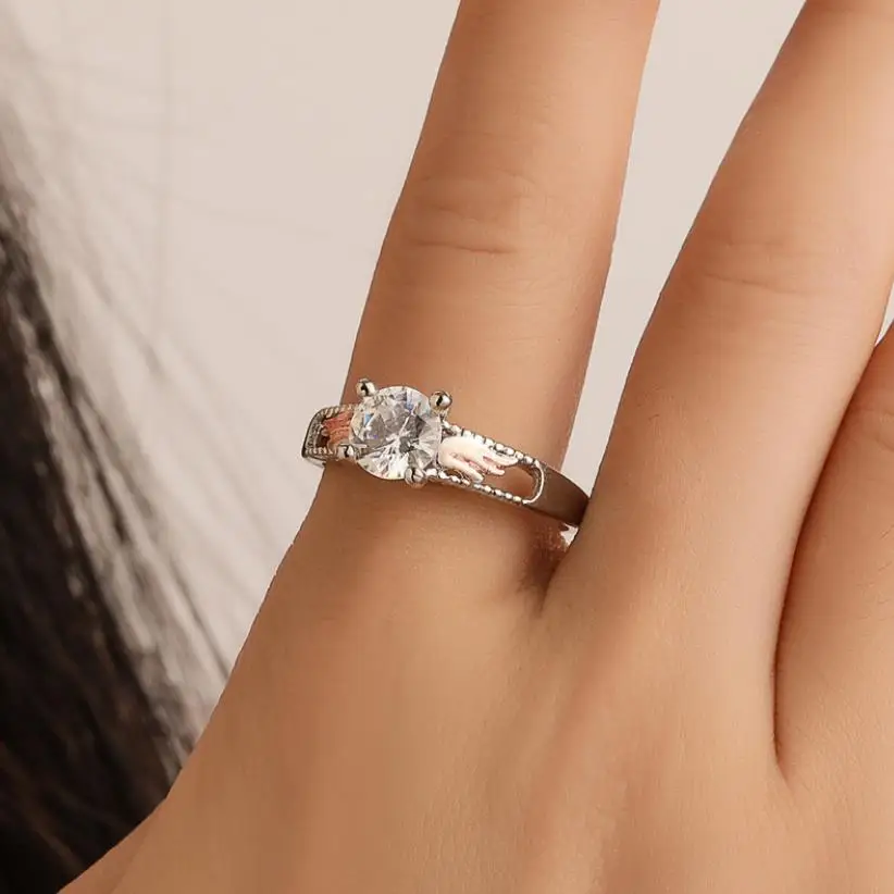 2019 Новое поступление 2 тона крылья кольцо Ангел Bling CZ свадебное на палец ювелирные