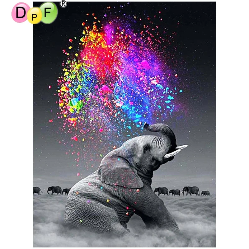 DPF Алмазная вышивка Цвет слон картина вышитая бисером ремесла мозаика комплект