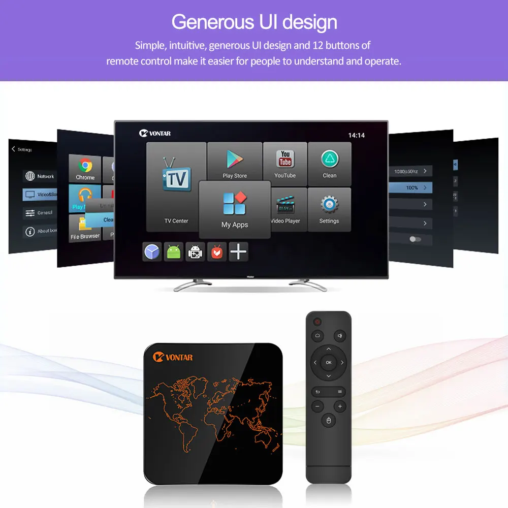 2 ГБ 16 Android ТВ Box Amlogic S905W 4 ядра 2.4g WiFi H.265 К 30fps Google Play Store Youtube Сталкер Декодер каналов