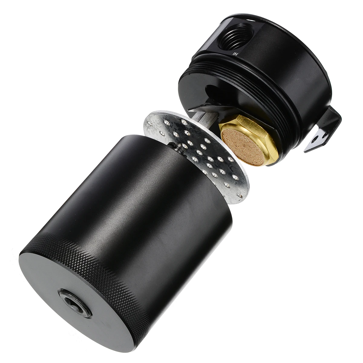 

3/8" 2-Port Billet Aluminum Baffled Oil Catch Can Tank Reservoir Oil Separator With Filter Engine Intake Cleaner Recycling