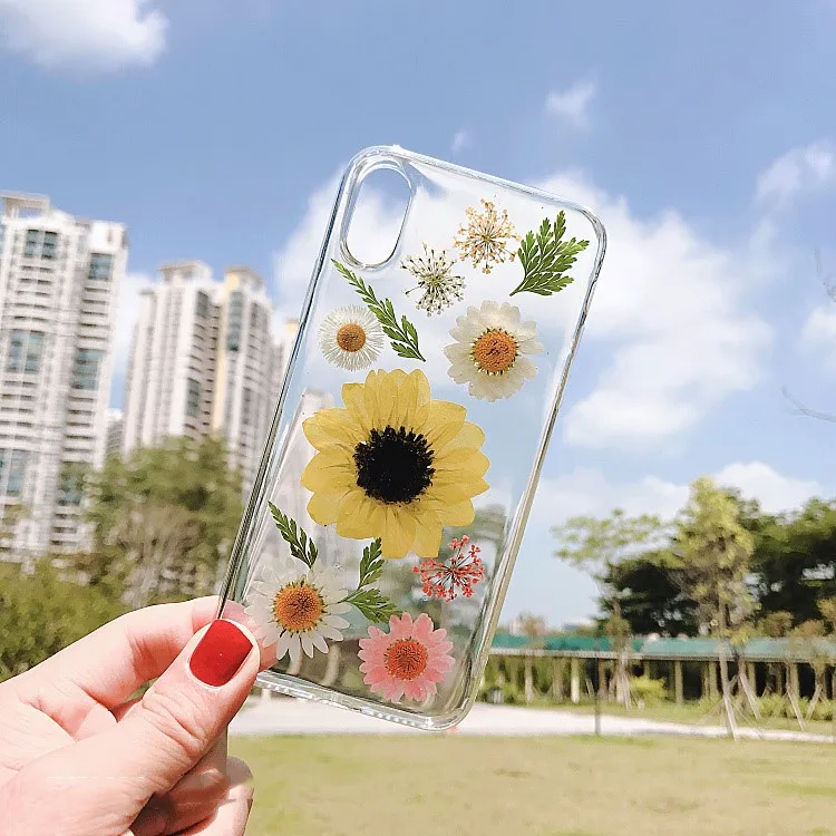 COTPRCO Handmade pressed Flower Case For iPhone X 7 8 Plus 6 6s Coque Newest DIY Real Dried flowers Transparent TPU Cover Fundas |
