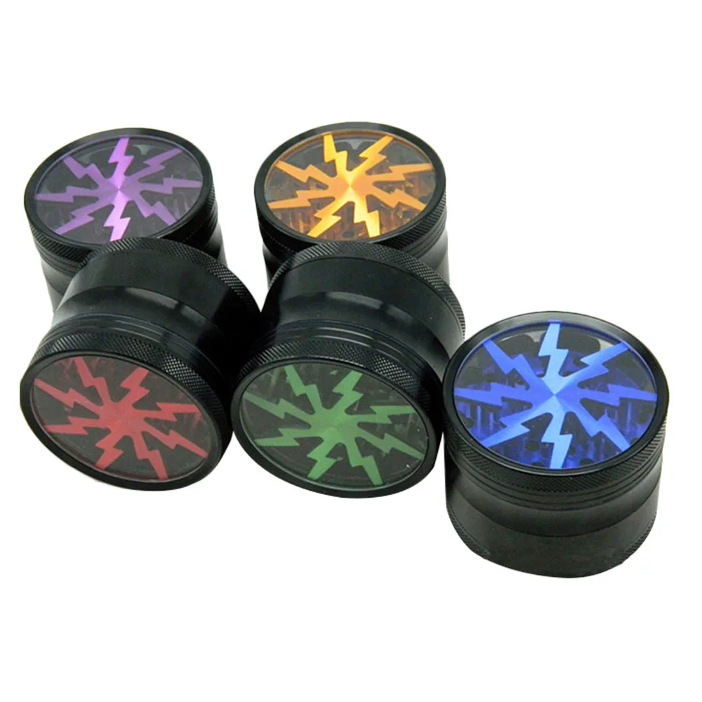 

1PC Big Size Aluminum Diameter 6.3cm Inch 4 Layers Tobacco Grinder Spice Crusher Herb Grinder Lightning Teeth
