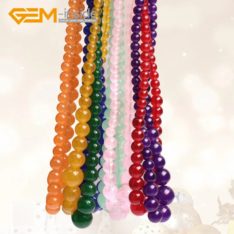 

6-14mm Graduated Round Jades Multi-Color Natural Gem Stones Beads For Jewelry Making DIY 15 Inches Strand Wholesale Gem-inside
