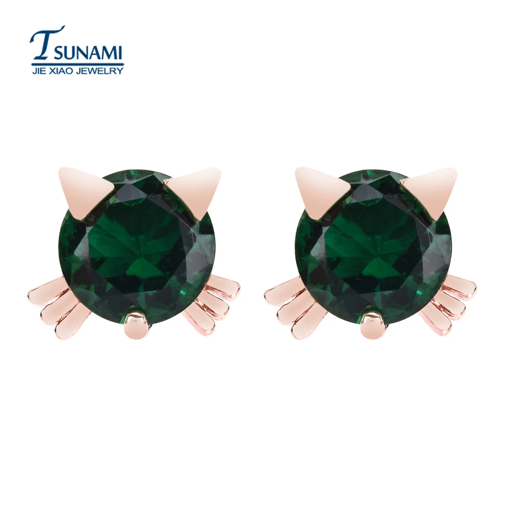 Новые Модные Элегантные с принтом головa кота циркон серьги в четырех цветах для