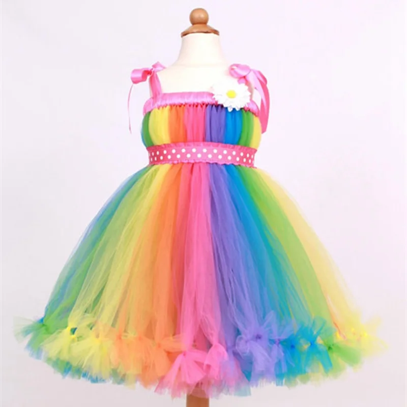 

Girls Carnival Pageant Tutu Dress With Bow Knot Ribbon Straps Lolita Kids Girls Ball Gown Princess Fluffy Dress For Festival