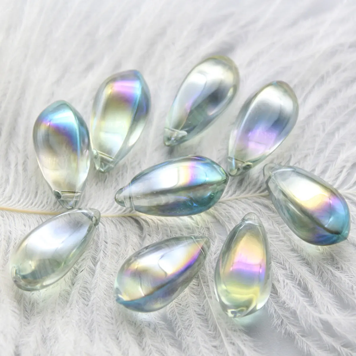DoreenBeads стеклянные чешские бусины, капельные оранжевые AB радужные цвета, около 19 мм(6/") х 10 мм(3/8"), отверстие: около 1,2 мм, 10 шт