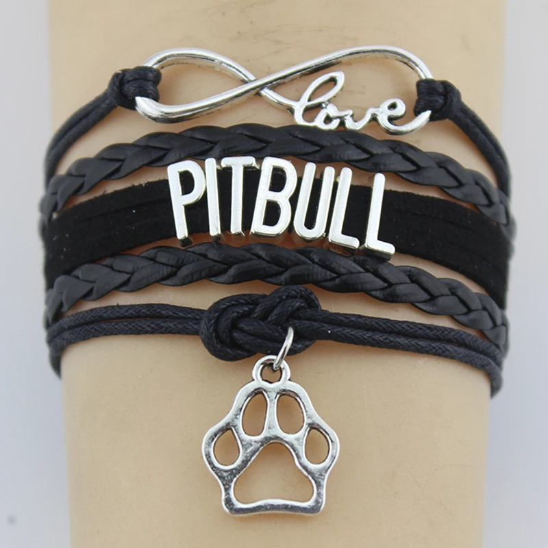 Drop Shipping Infinity Love Dog Bracelet Pitbull Bangles Handmade Animal Paw Pendant Charm Custom Any Themes | Украшения и